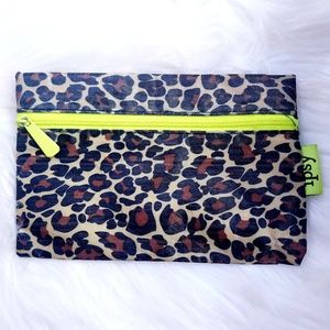 Cheetah Print with Neon Zipper Cosmetic Bag
